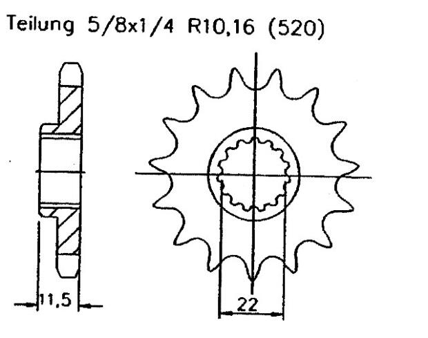 für KTM 625 SMC04 Ritzel vorne 16 Zähne