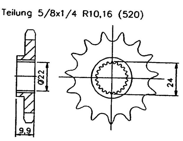 Aprilia 350 ETX Tuareg 85-87 front sprocket 15 teeth