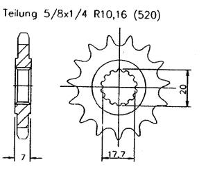 für KTM 125 Sting98- Ritzel vorne 13 Zähne