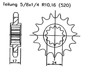 Honda 600 CBR F2/F3 520 Chain conversion91-98 Ritzel vorne 15 Zähne