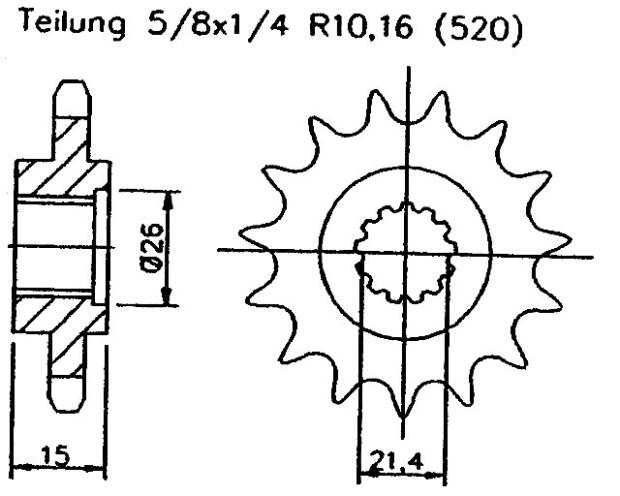 Kawasaki 250 KDX B2,C1-C383-85 Ritzel vorne 14 Zähne