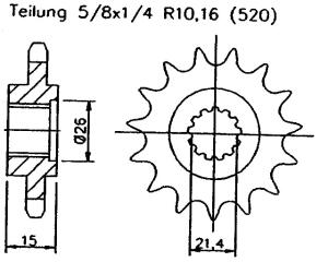Kawasaki 250 KDX B3-B4 USA83-84 Ritzel vorne 14 Zähne