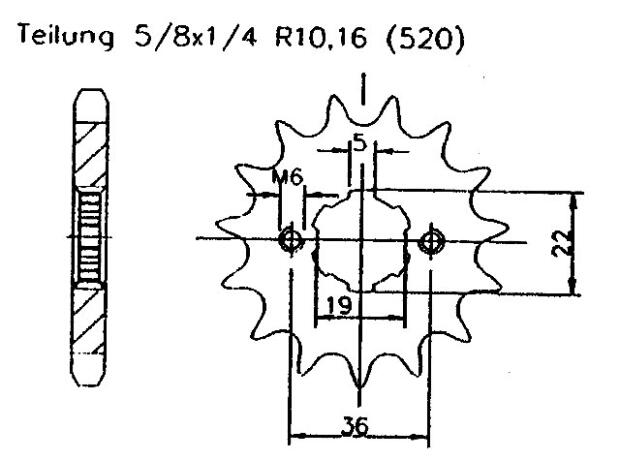 Honda 250 TRX X/R USA87-92 Ritzel vorne 13 Zähne