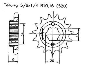 Yamaha 230 TT-R USA05-11 Ritzel vorne 13 Zähne
