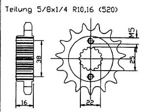 Ducati 748 SPS95-99 Ritzel vorne 14 Zähne