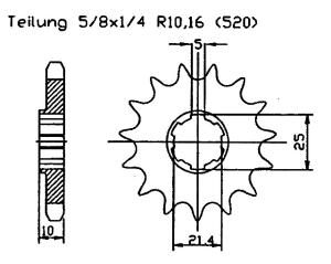 Cagiva 600 River95-99 Ritzel vorne 15 Zähne