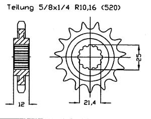 Ritzel vorne 14 Zähne für Husaberg 600 FC