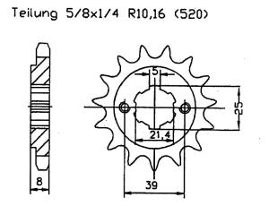 Kymco MXU 150 Ritzel vorne 14 Zähne