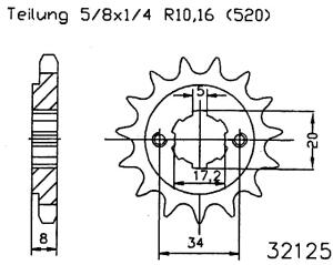 Ritzel vorne 14 Zähne für Kymco 50 MXER ab 02