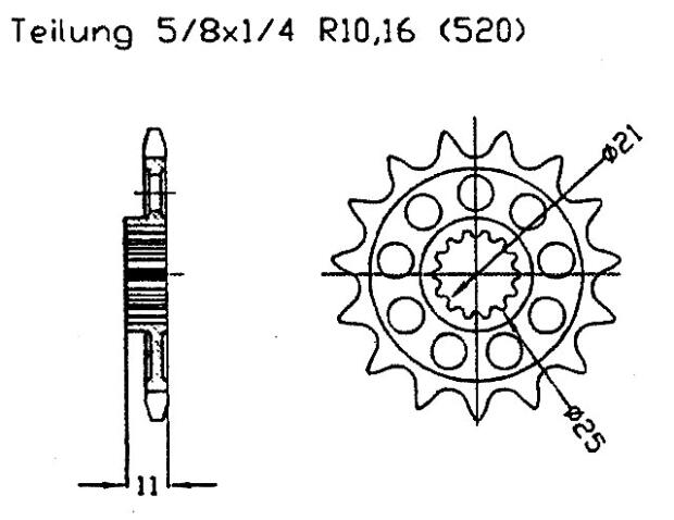 Aprilia 450 RXV 06-09 front sprocket 15 teeth