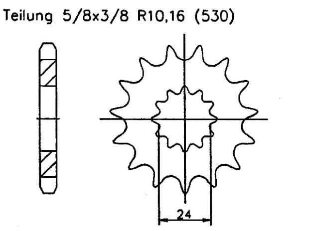 Kawasaki 1400 ZZR B6F, B7F, D8F, D9F, DAF06-10 Ritzel vorne 17 Zähne