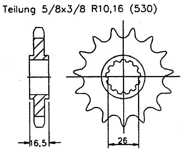 Honda 750 VFR FG,FH,FJ,FK RC2486-89 Ritzel vorne 16 Zähne