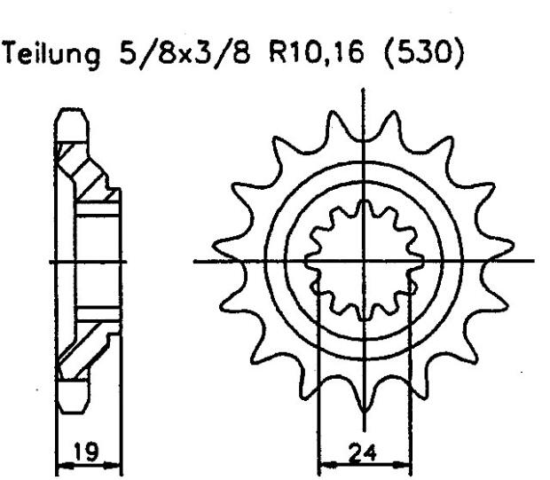 Kawasaki 1000 ZX10 (ZX1000 B1-B3) Tomcat 520 Conversion88-90 Ritzel vorne 17 Zähne