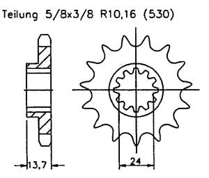 Kawasaki 1200 ZRX R (ZR1200 A1-A5)01-06 Ritzel vorne 17 Zähne