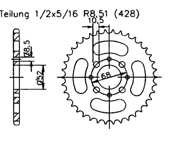 Kawasaki 100 KE A5-A10 USA 76-81 rear sprocket 42 teeth