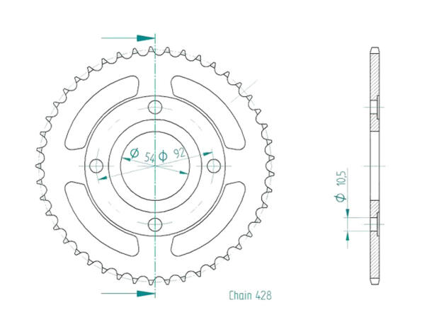 Kettenrad für Yamaha TZR 125 Zähnezahl 45