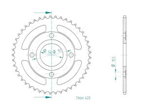 Kettenrad für Yamaha TZR 125 Zähnezahl 45