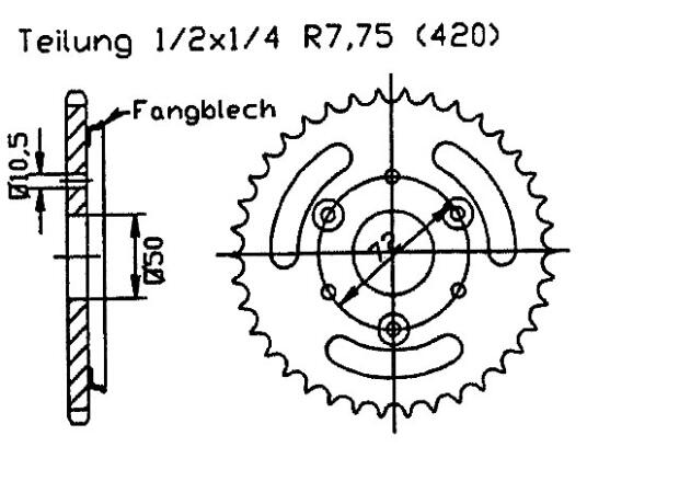 Honda 50 NSR France 89-93 rear sprocket 36 teeth