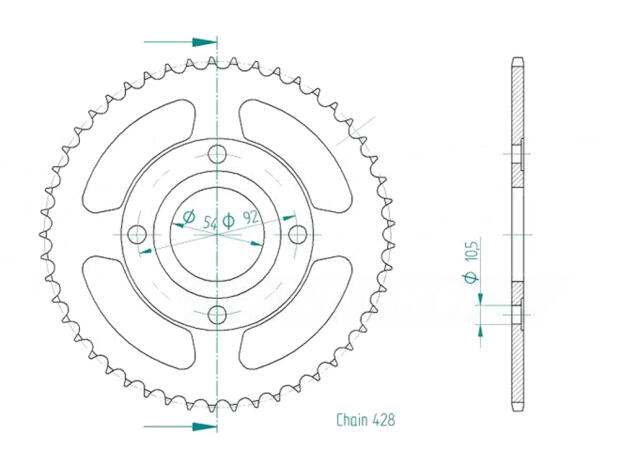 Yamaha 125 SR 3MW8 95-03 rear sprocket 49 teeth