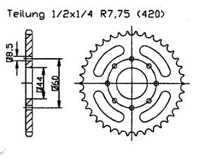 Yamaha 50 DT R 99-02 rear sprocket 52 teeth