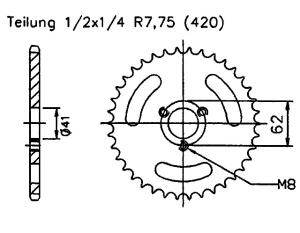 Kettenrad für Aeon Minikolt 50 Zähnezahl 35