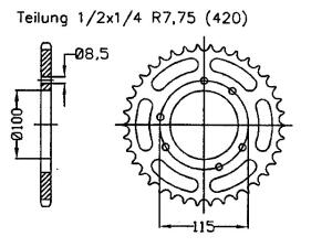 Peugeot XP 6  Kettenrad 52 Zähne