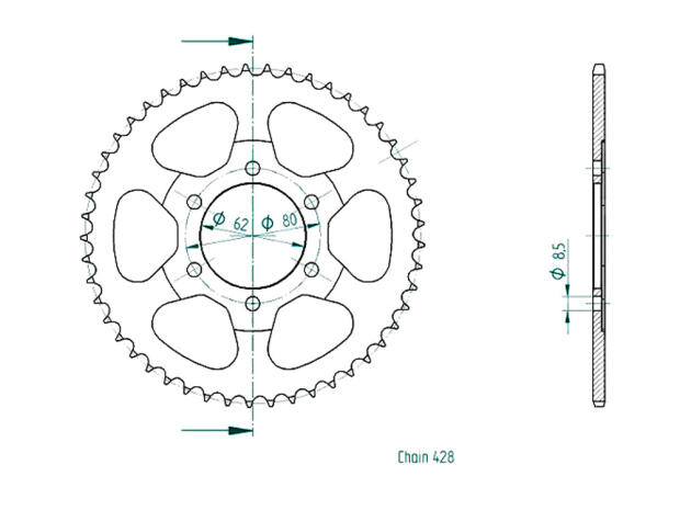 Kettenrad für Yamaha XT 125 Zähnezahl 49