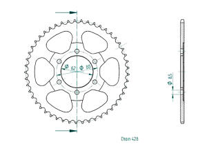 Kettenrad für Yamaha XT 125 Zähnezahl 49