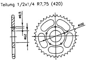 Rieju 50 Spike-X 06 Kettenrad 52 Zähne