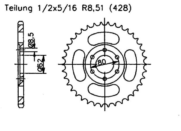 Yamaha 200 TW W/X/Y/Z USA 07-10 rear sprocket 50 teeth