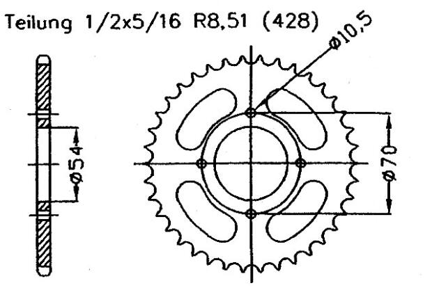 Kettenrad für Honda CBR 125 R Zähnezahl 42