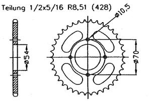 Kettenrad für Honda CBR 125 R Zähnezahl 42