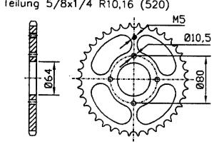 Yamaha 125 YFM GH-T/V/W/X Grizzly Hunter USA 05-08 rear sprocket 32 teeth