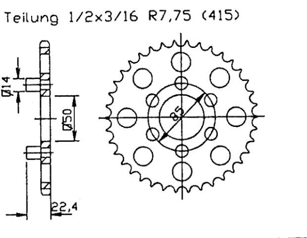 Kettenrad für Aprilia Red 50 Rose Classic Zähnezahl 46