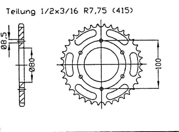 Kettenrad für Rieju RR 50 Zähnezahl 56