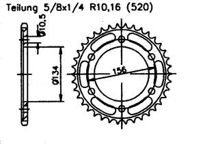 Kettenrad für Kawasaki KR 250 B2 (KR1) Zähnezahl 40