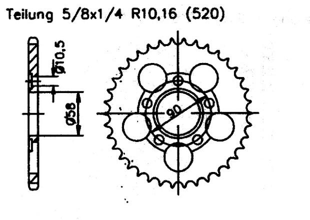 Kettenrad 38 Zähne für Honda CRM 125 JC10/JC13 1996