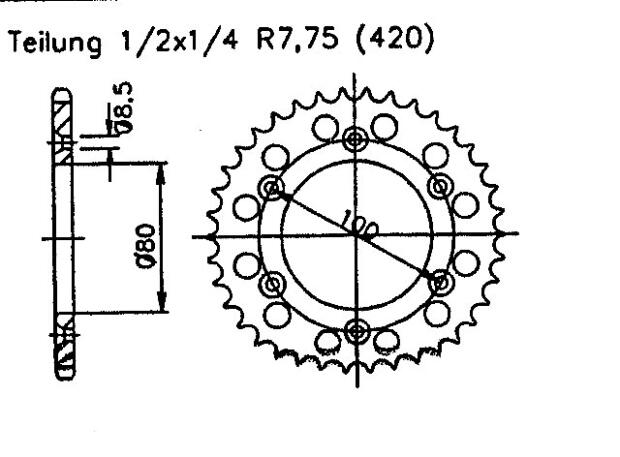 Rieju 50 RR 00-03 Kettenrad 48 Zähne