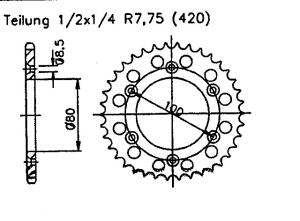 Rieju 50 RR 00-03 Kettenrad 48 Zähne