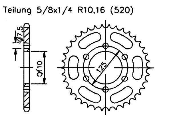 Aprilia 125 STX 84 rear sprocket 39 teeth