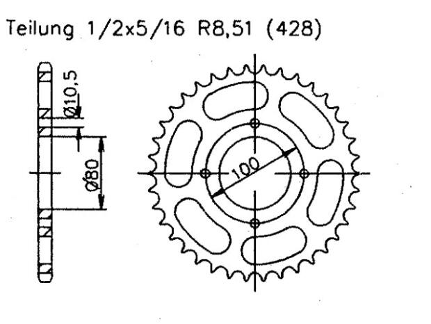 Suzuki 125 GZ Gunfighter 2000 rear sprocket 45 teeth