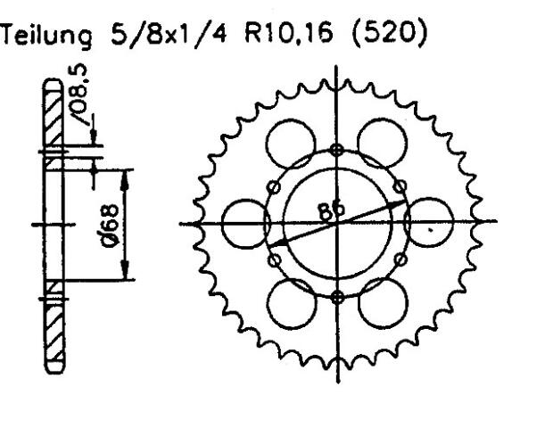 Kawasaki 200 Z A1-A6 77-83 rear sprocket 40 teeth