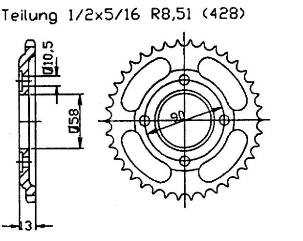 Honda NX 125 Transcity 89-98 Kettenrad 50 Zähne