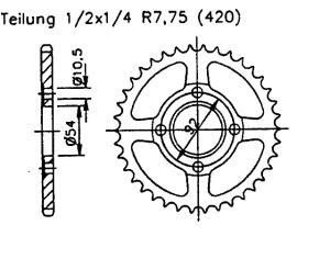 Kettenrad 47 Zähne für Yamaha 50 TZR RR 5WX5 03-06