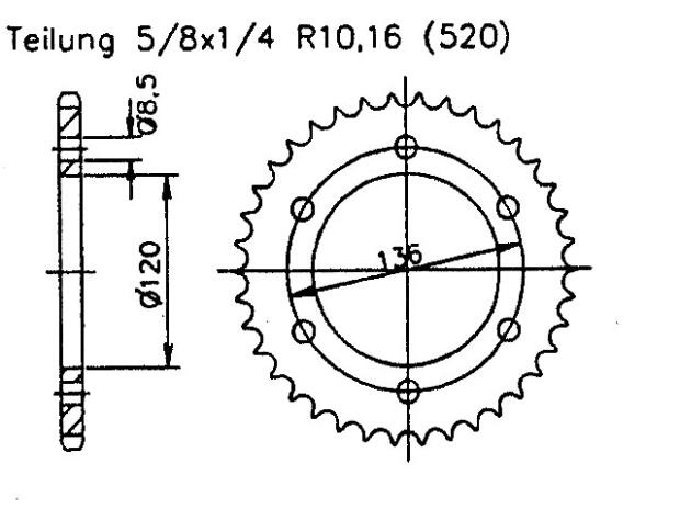 Yamaha 400 FZR SP EXUP 520 Chain Conversion  Kettenrad 41 Zähne