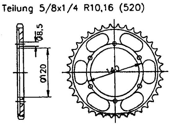Honda 250 XL RE,RF,RG,RH ND11 84-87 rear sprocket 38 teeth