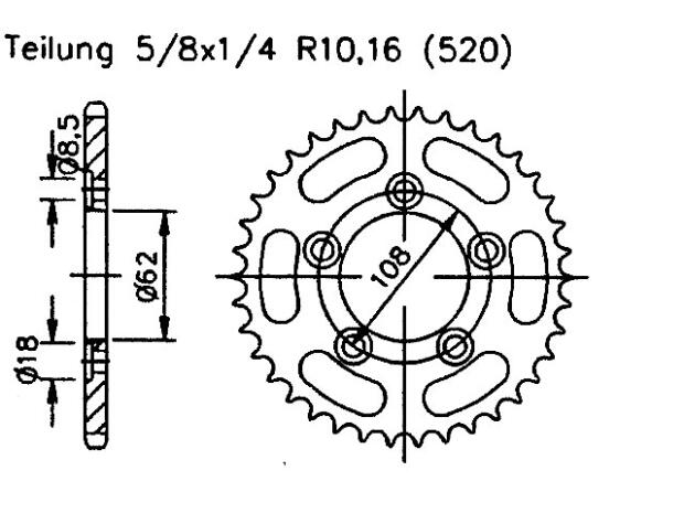 Aprilia 125 Tuono 03-07 rear sprocket 40 teeth