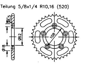 Aprilia 125 Tuono 03-07 rear sprocket 40 teeth