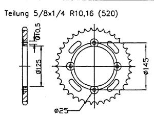 Kettenrad für MZ Mastiff 660 Funbike Zähnezahl 43