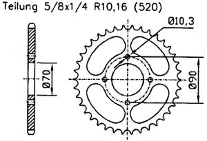 Kawasaki 300 KEF A1-A6,B1-B3 Lakota 95-03 rear sprocket 43 teeth